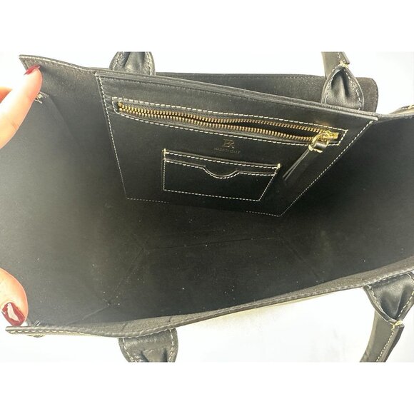 BANANA REPUBLIC Black Women Pebbled Leather Silva Top-Handle Bag Tote MSRP $490 - Picture 8 of 12